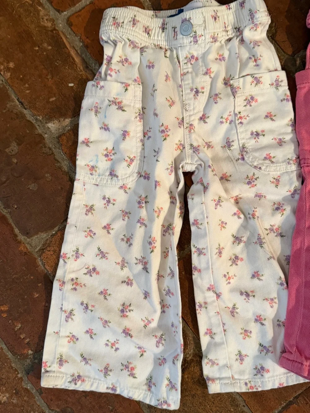 Old Navy Toddler Girls Wide Leg Pants Lot of 2 Floral Pink, Size 2T